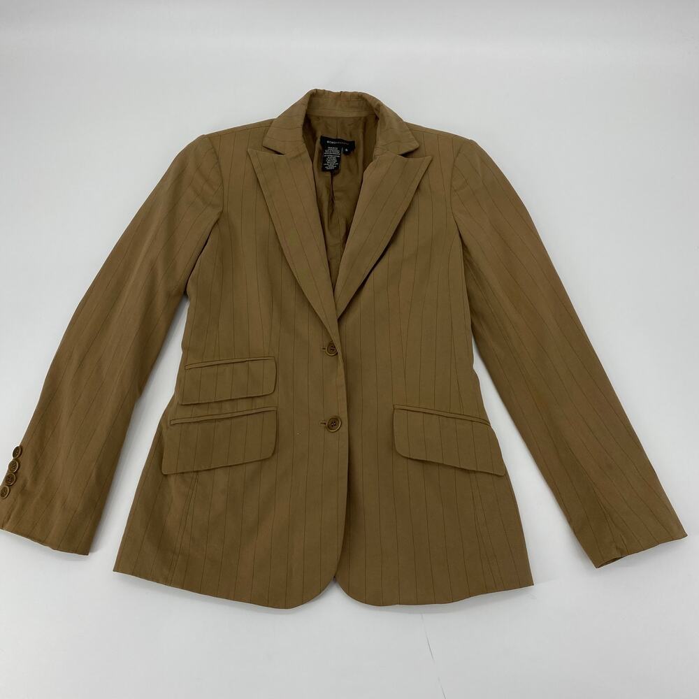 BCBGMAXARIA Tan Stripped Fitted Collared Blazer Womens Size 0 Career Jacket